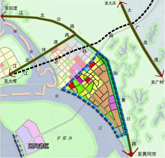 武汉新港黄冈,鄂州分区规划图