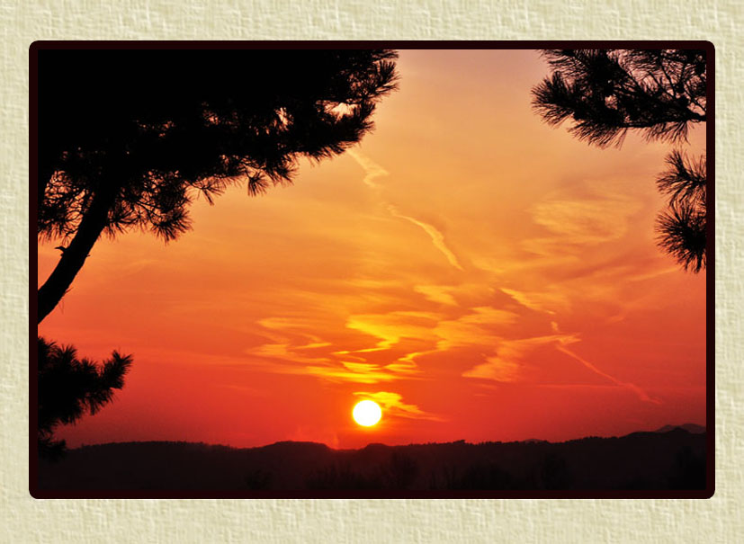 《夕阳水彩画》