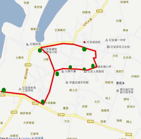 湖北省红安县城区公汽服务信息 红安公汽路线图