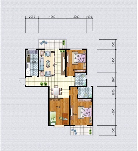 4号楼a户型三室两厅两卫约125.5平方米